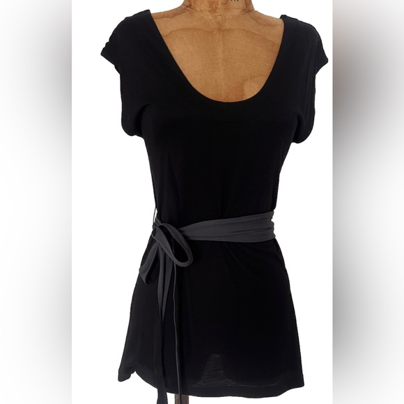 French Connection Tops - French Connection Black Tunic Gray Tie Like New! S